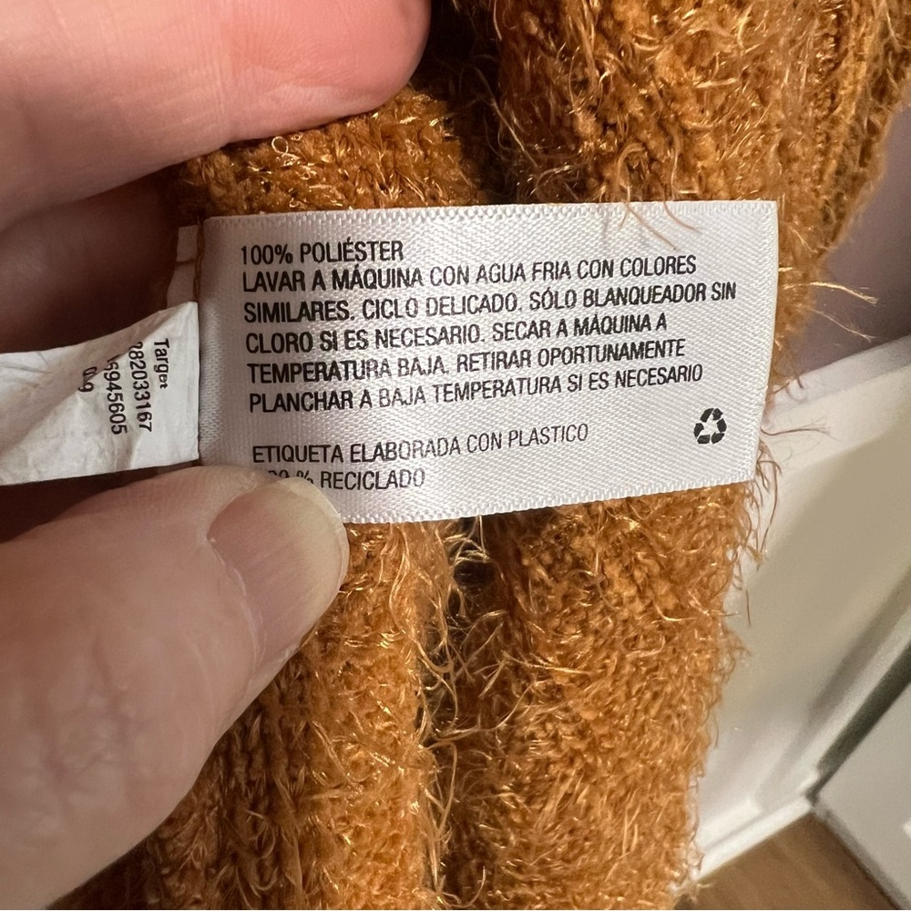 Open Front Rusty Gold Fluffy Cardigan - Picture 6 of 8